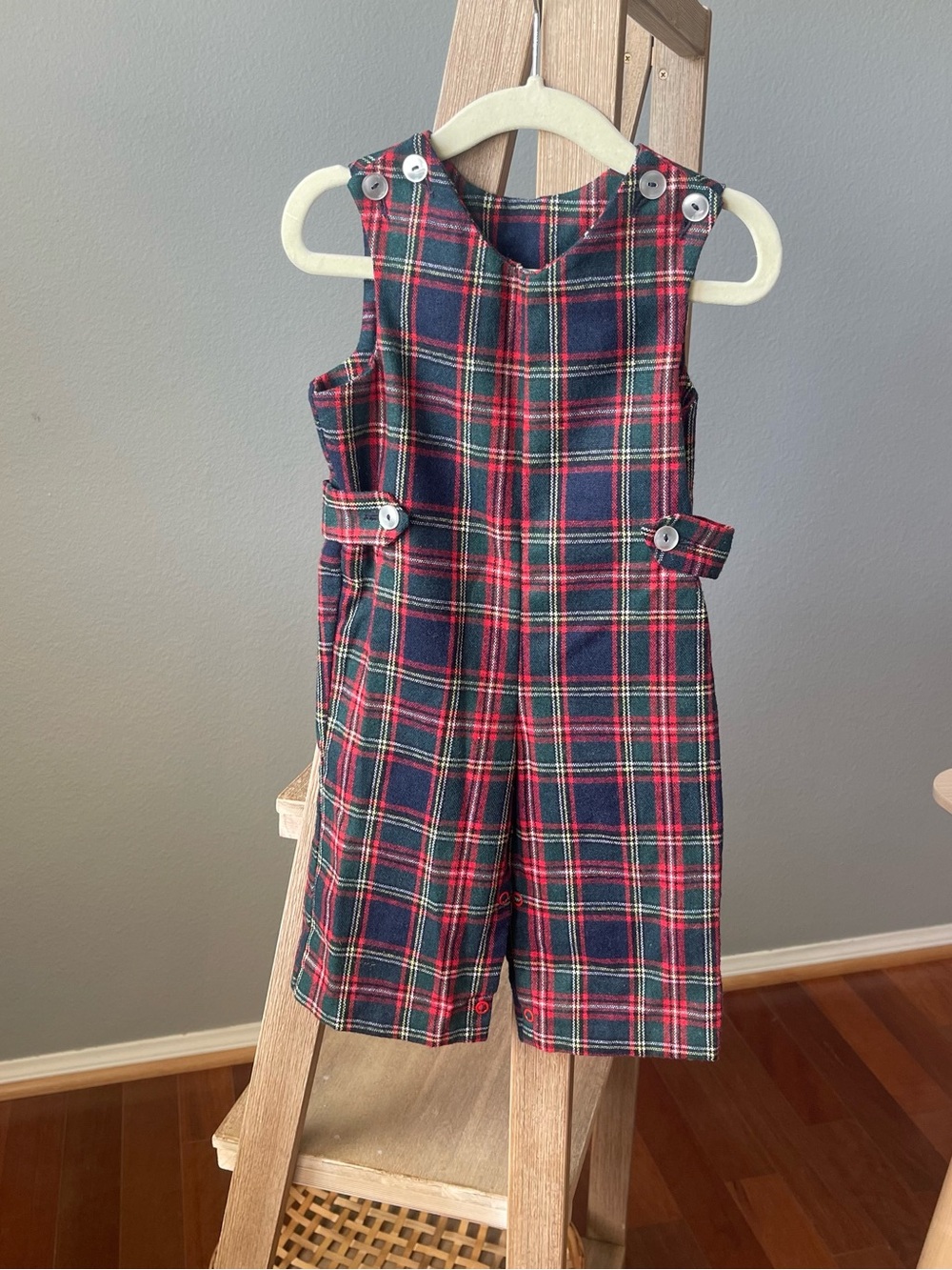 Vintage Imp Originals Baby Tartan Plaid Romper Jumpsuit - Size 12M Holiday Photo